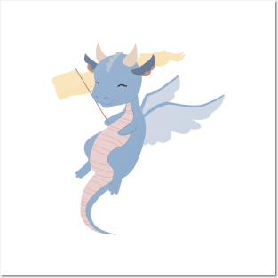 dragon - blue Posters and Art